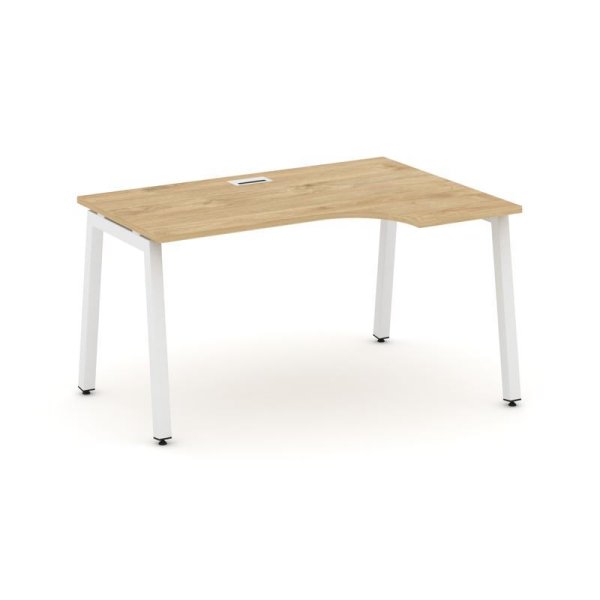 Стол рабочий эргономичный SN-5A.SPA-021(R) (1380х800/980х750) (Тиквуд Светлый/Металл Белый)