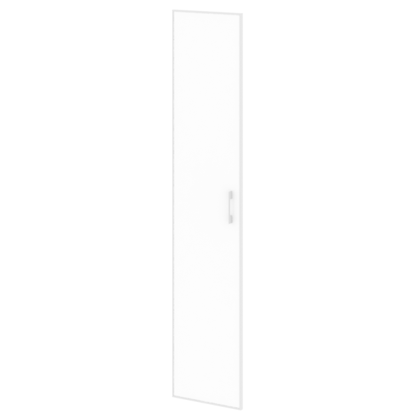 Дверь стеклянная белая левое в раме высокое Lacobel LT.S-1 R (L) White (Белый)