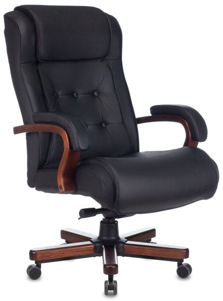 Кресло руководителя T-9926WALNUT черный кожа крестов. металл/дерево (Черный)