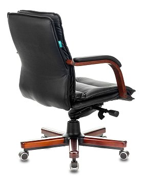 Кресло руководителя T-9927WALNUT-LOW черный кожа низк.спин. крестов. металл/дерево