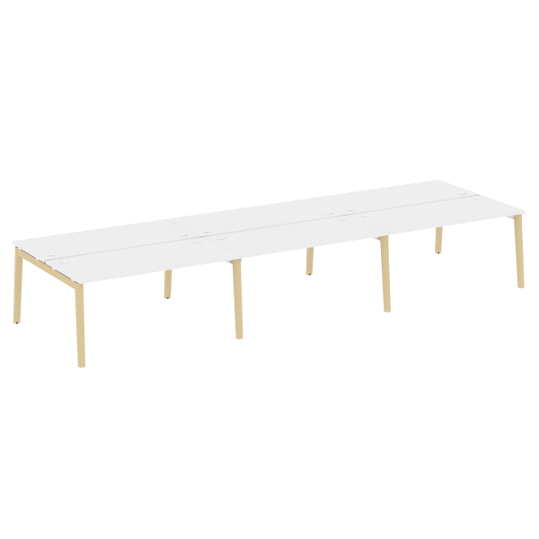 Рабочая станция на деревянных опорах Onix Wood OW.D.RS-6.4.7 4740x1475x750 (Белый Бриллиант/Дуб Светлый)